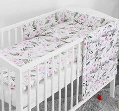 Bedding Set 6Pc Essential Cot Mattress Drawer Padded Bumper Duvet Cover Garden Flowers - MyHappy Baby