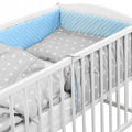 Baby Dimple Bedding Set 3Pc Fit Cot 120X60cm - Blue /Small White Stars On Grey