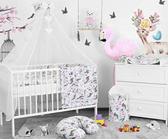 BABYMAM Baby Bedding Set Essential 17pcs 120x90 Cot with Drawer and Mattress Garden Flowers - MyHappy Baby