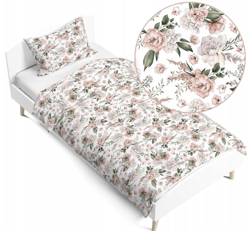 100% Organic Cotton Bedding Set – 140x200 cm Duvet Cover for Single Bed Romantic Flowers