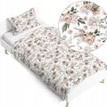 100% Organic Cotton Bedding Set – 140x200 cm Duvet Cover for Single Bed Romantic Flowers