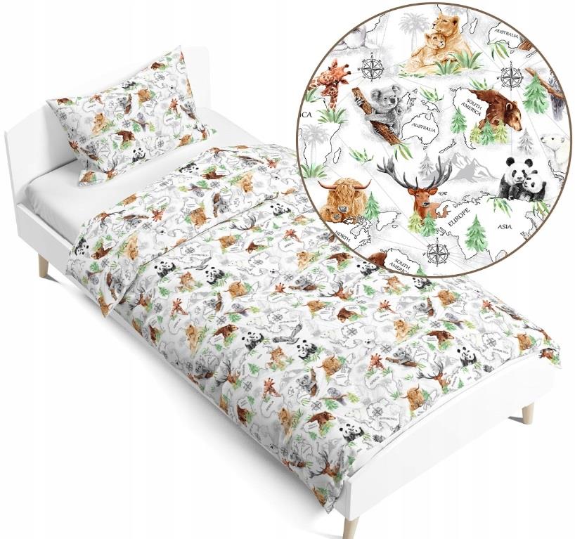 100% Organic Cotton Bedding Set – 140x200 cm Duvet Cover for Single Bed Continents