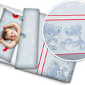 Baby Bedding Set 120x90cm Pillowcase Duvet Cover 2Pc Fit Cot Cuddle Bears Grey