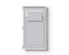 Baby Bedding Set 6pc All-round Bumper Fit Cot 120x60cm 100% Cotton Small White on Grey - MyHappy Baby