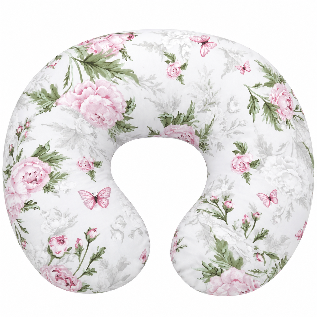 Baby Feeding Pillow + Removable Cover Cotton Newborn Peony and Butterflies
