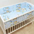 Baby 3Pc Bedding Set Cotton All-Round Straight Bumper Fit Cot 120x60 Ladder Blue