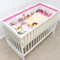 5Pc Baby Bedding Set Bumper ALL-ROUND Pillow Duvet Fit Cot 120x60cm Safari Pink