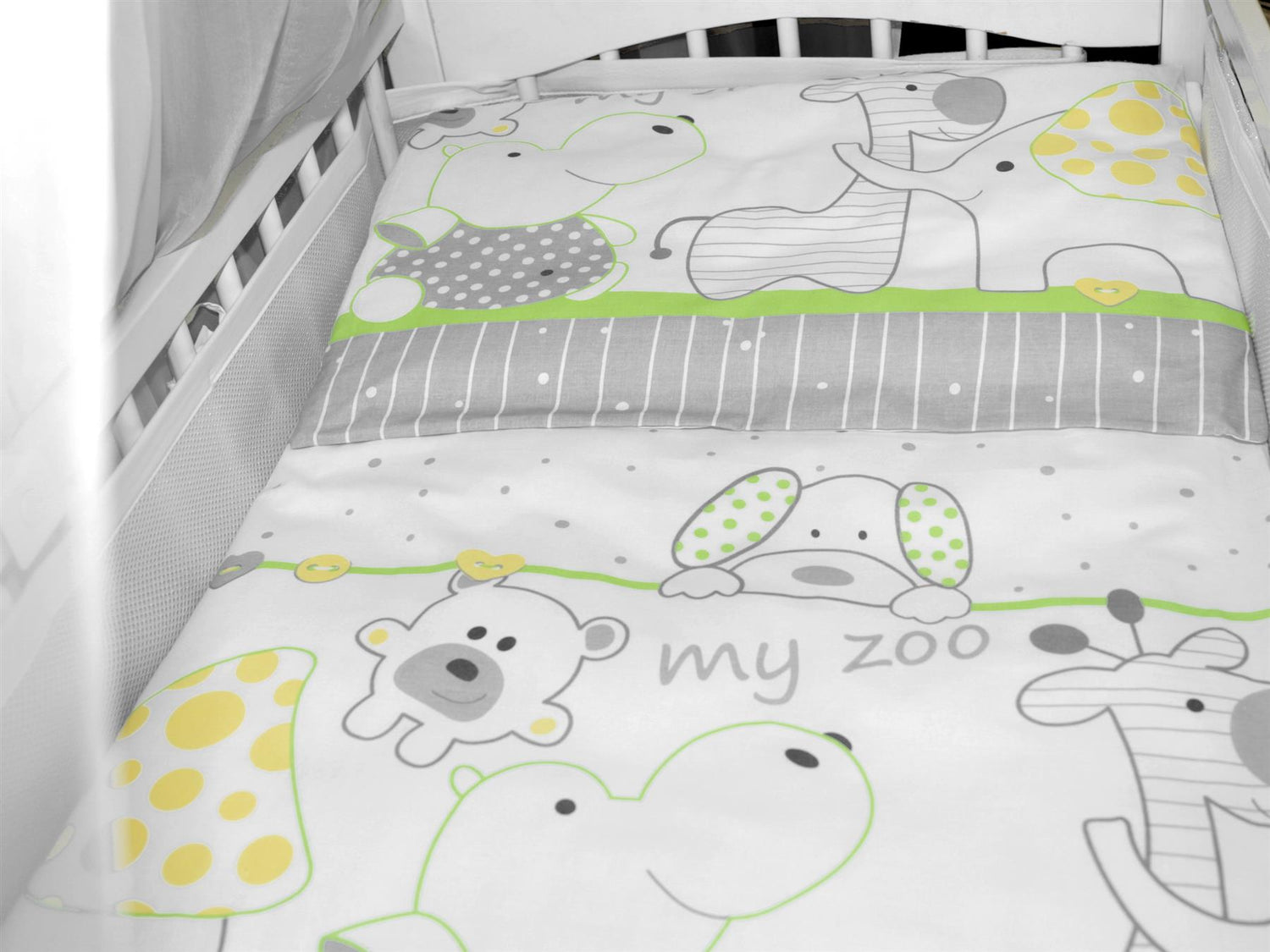 Baby Cot Bedding Set 9pc Fit Cot 120x60cm Zoo Green