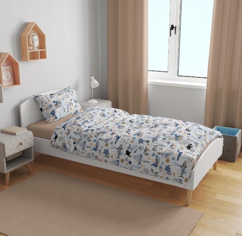 100% Organic Cotton Bedding Set – 140x200 cm Duvet Cover for Single Bed Continents