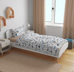 100% Organic Cotton Bedding Set – 140x200 cm Duvet Cover for Single Bed Continents - MyHappy Baby