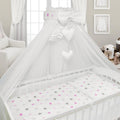 BABYMAM Canopy Mosquito Drape Dressing Net Holder Nursery to Fit Cot Bed Grey Pink Stars