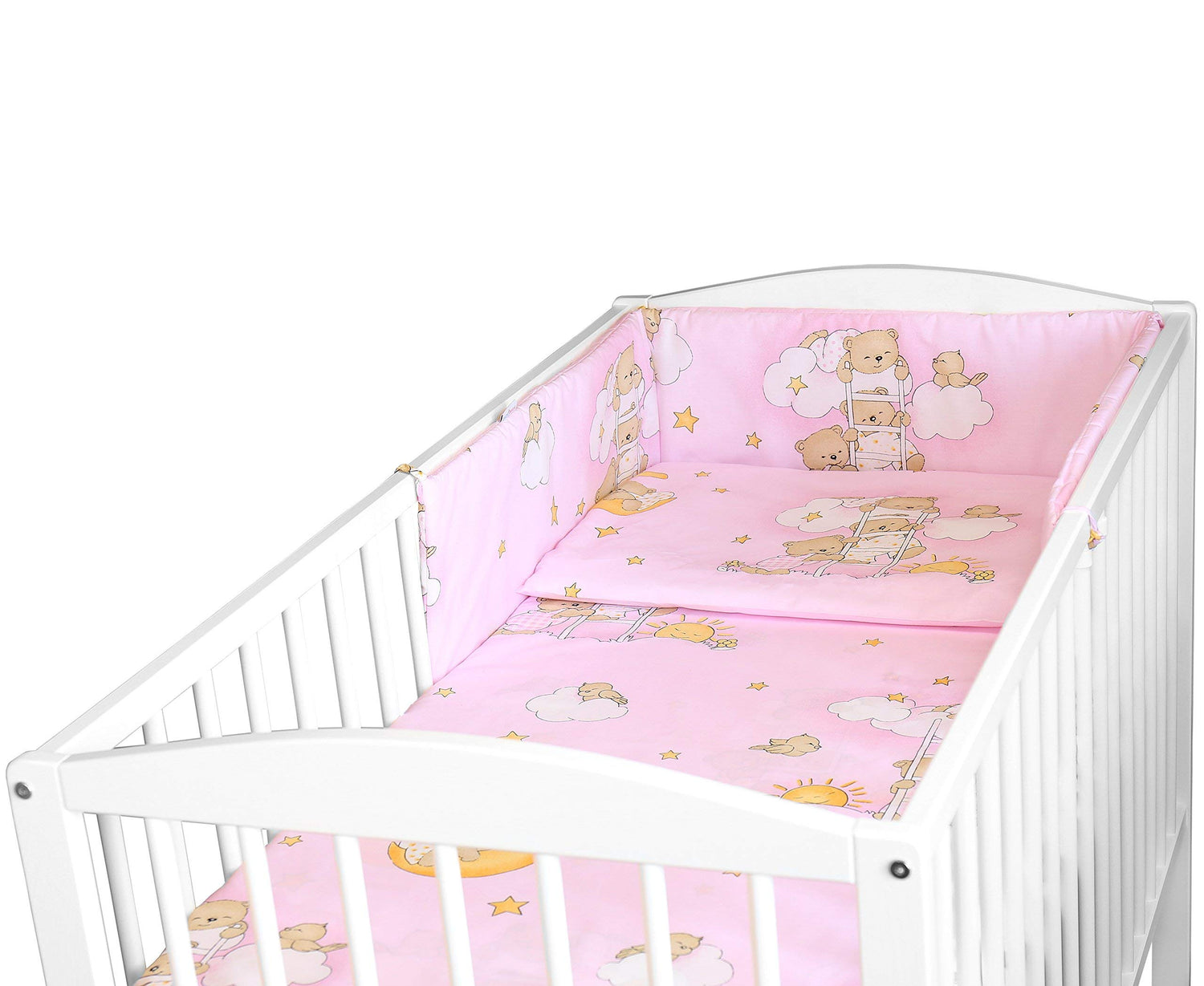 Baby Ladder Pink 3Pc Bedding Set Cotton Pillow Duvet Bumper Fit Cot 120x60cm