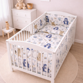 6Pc Baby Bedding Set Bumper Pillow Duvet Fit Cot 120x60cm Boho Animals Navy