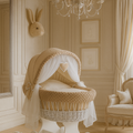White Wicker Moses Basket Hood Wheels Baby Beige