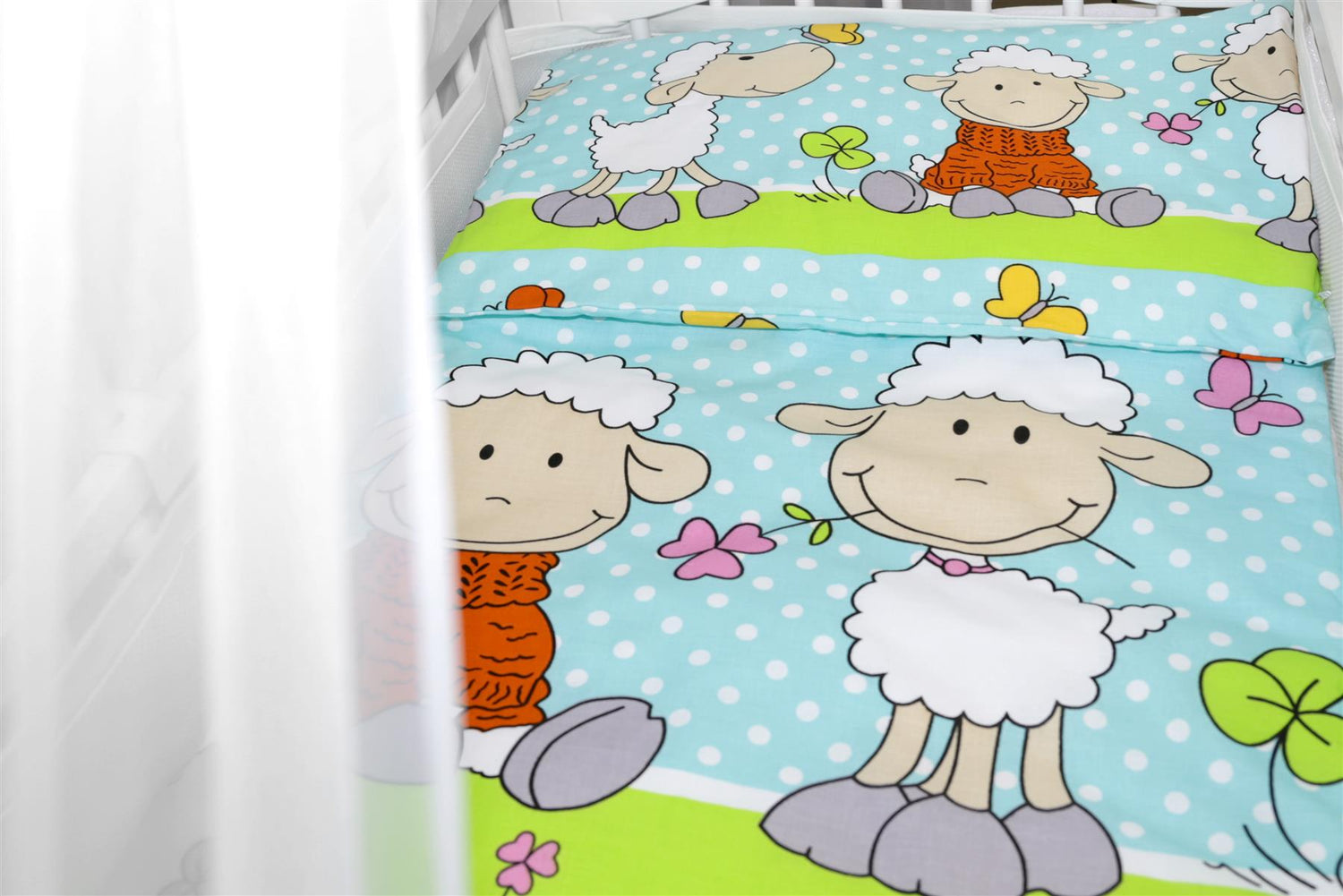 Baby Cot Bedding Set 9pc Fit Cot 120x60cm Sheep Turquiose