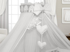 Baby Cot Bedding Set 9pc Fit Cot 120x60cm Elephants Grey - MyHappy Baby