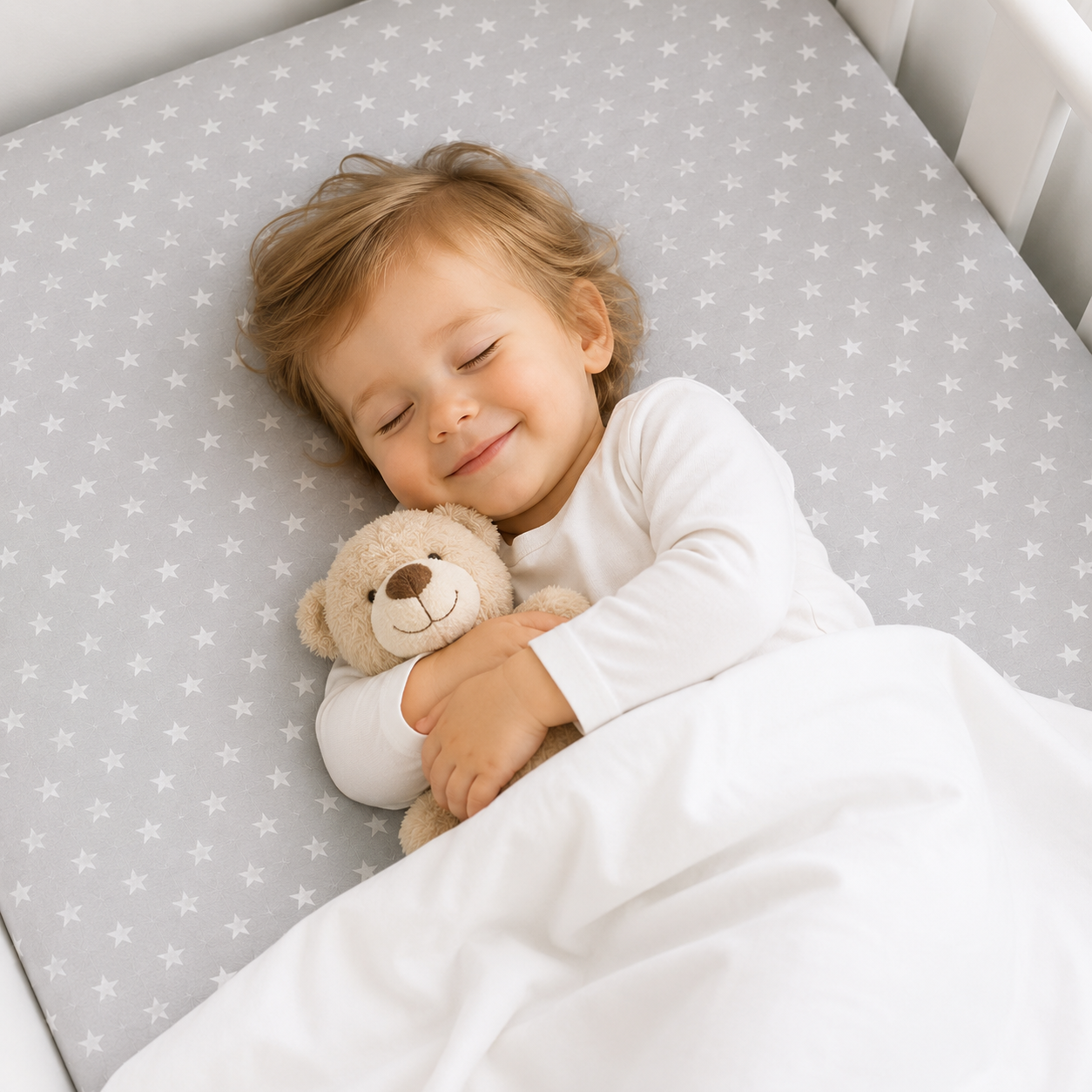 2 Pack Jersey Fitted Sheets 90x40 cm for Baby Cribs (Small Stars with Grey)