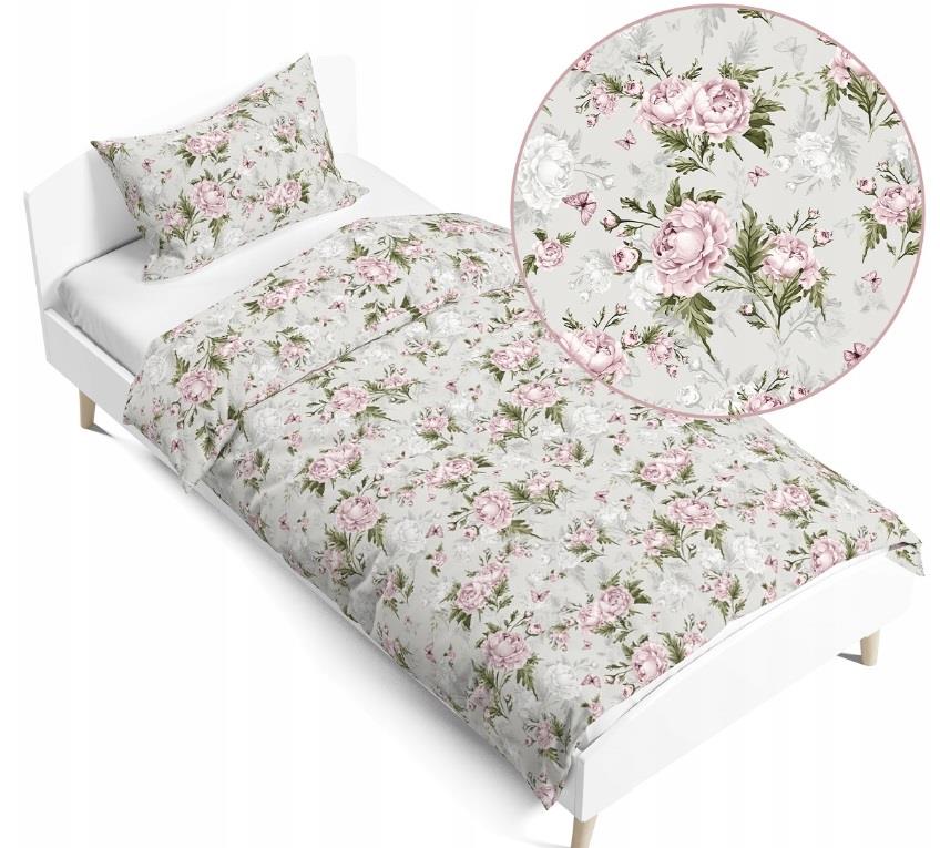 100% Organic Cotton Bedding Set – 140x200 cm Duvet Cover for Single Bed  Flowers and Butterflies
