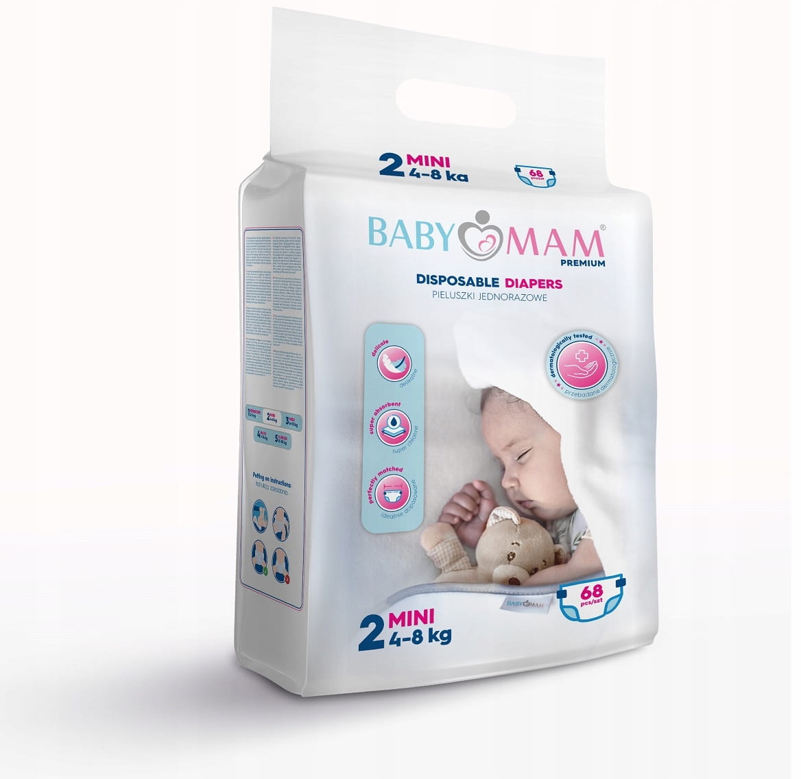 Disposable Diapers BABYMAM Fragrance Free and Extra Skin Care MINI 4-8kg
