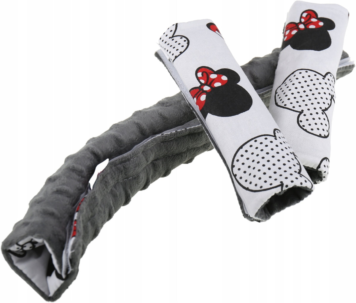 3 Piece Soft Padded Reversible Pushchair Stroller Strap Pads & Bumper Bar Cover Set – Graphite/Mouse