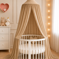 BABYMAM Canopy Mosquito Hanging Net for Crib Cot Bed Nursery - Beige