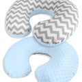 Baby Feeding Pillow Dimple Nursing Breastfeeding Pregnancy Pillow+Cover Blue/ zig zag