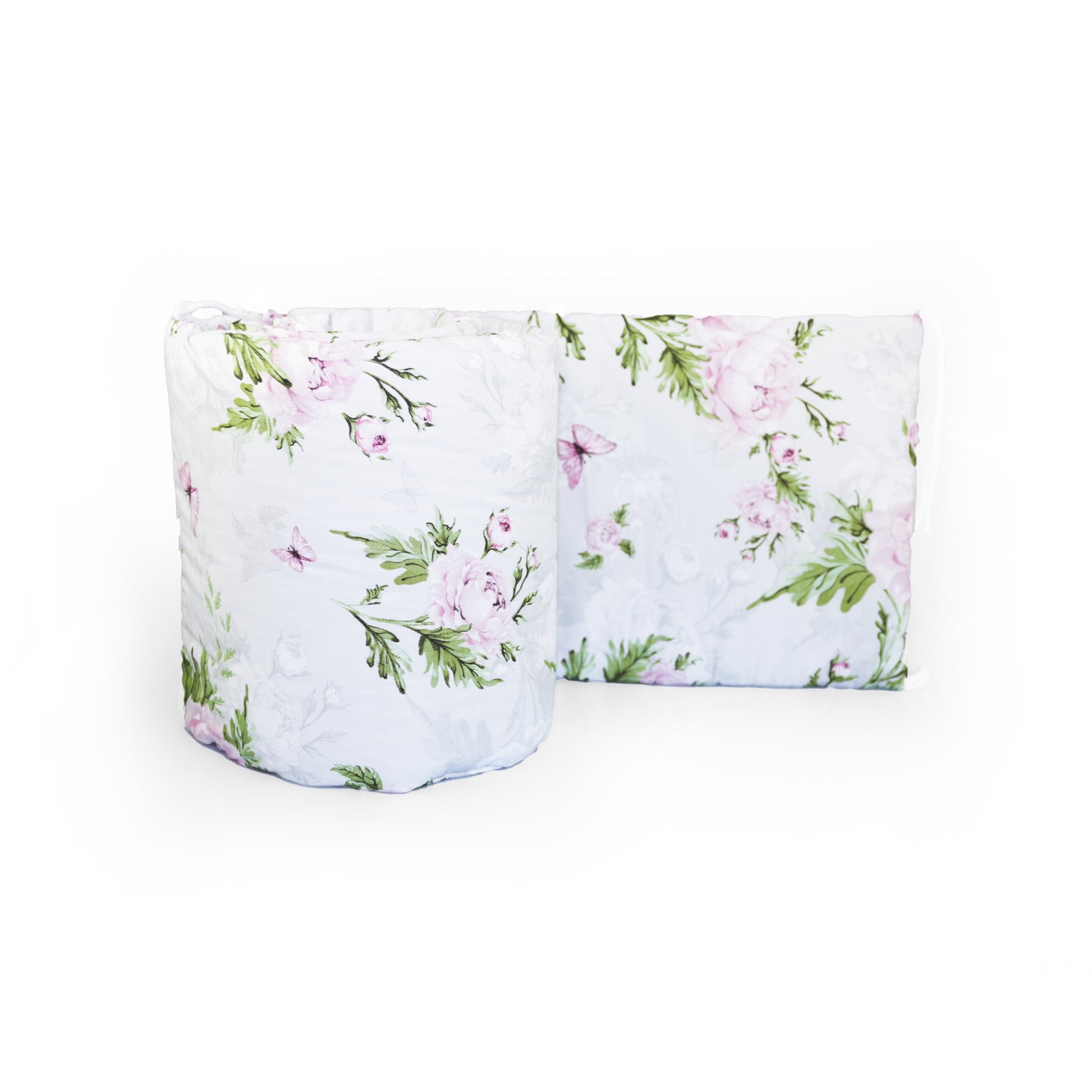 Padded Bumper To Fit Baby Cot Bed All-Round Cotton 420cm Peony and Butterflies