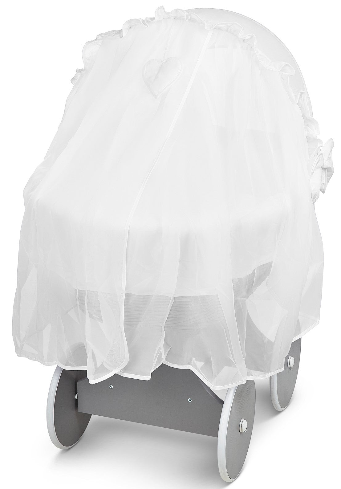 Luxury Moses Basket Grey + Wheels Stand + Full Bedding Cotton 100% with Hood - MyHappy Baby