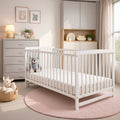 Luxury Baby Cot Crib Bed Free Mattress 120x60cm Newborn White