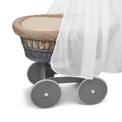 Luxury Moses Basket Grey Wheels Stand Beige - MyHappy Baby