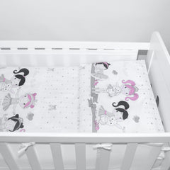 Baby Cot Bedding Set 3Pc Fit Cot 120x60cm Ballerina Grey - MyHappy Baby