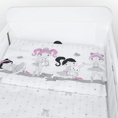 Baby Cot Bedding Set 5Pc Fit Cot 120x60cm Ballerina Grey - MyHappy Baby