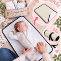 Portable Baby Changing Mat  Waterproof, Reversible & Foldable Travel Nappy Changing Pad (Ecru)