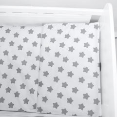 Baby Cot Bedding Set 5Pc Fit Cot 120x60cm Big Grey on White - MyHappy Baby
