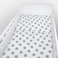 Baby Cot Bedding Set 3Pc Fit Cot bed 140x70 Big Grey on White - MyHappy Baby
