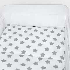 Baby Cot Bedding Set 5Pc Fit Cot 120x60cm Big Grey on White - MyHappy Baby