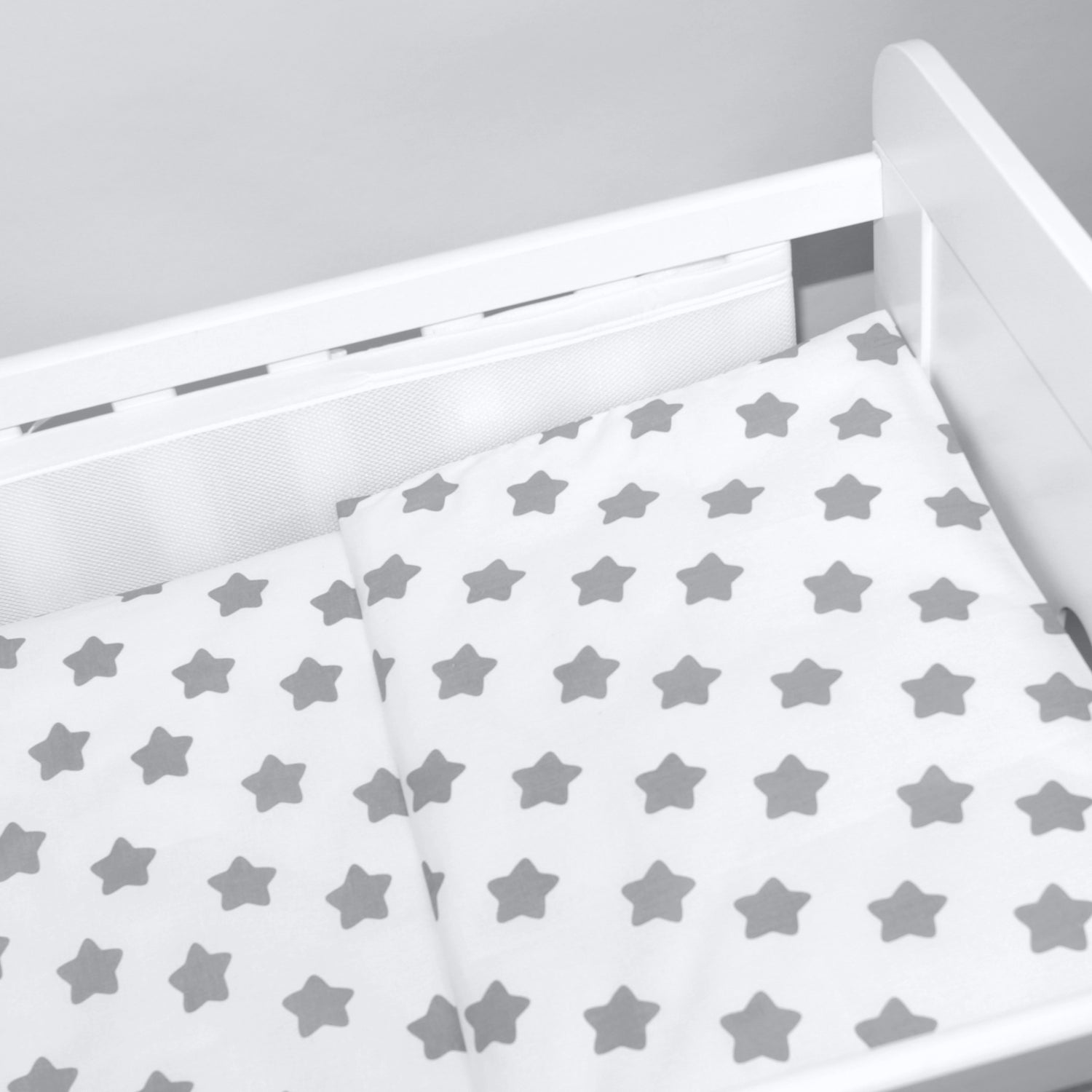 Baby Cot Bedding Set 6Pc Fit Cot 120x60cm Big Grey on White