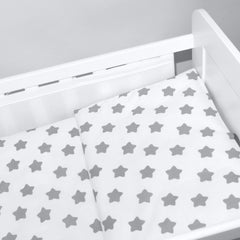 Baby Cot Bedding Set 6Pc Fit Cot 120x60cm Big Grey on White - MyHappy Baby