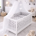 Baby Bedding Set 10Pc Fit Cot Bed 140x70cm - Big White Stars On Grey