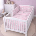 Baby 6Pc Bedding Set Pillow Duvet Quilt Sheet Bumper Fit Cotbed 140x70cm Bunny Pink