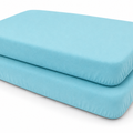 Share 2PC Baby Jersey Organic 100% Cotton Fitted Sheet for Travel Cot Mattress 95x65cm (Blue)