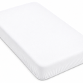 2PC Baby Jersey Organic 100% Cotton Fitted Sheet for Travel Cot Mattress 95x65cm (White)