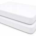 2PC Baby Jersey Organic 100% Cotton Fitted Sheet for Travel Cot Mattress 95x65cm (White)