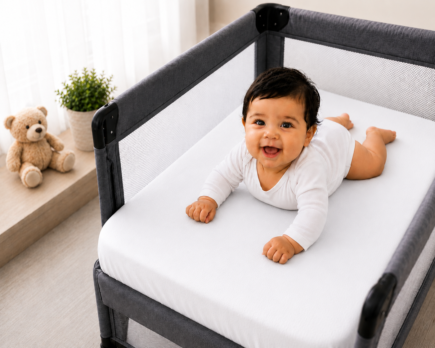 2PC Baby Jersey Organic 100% Cotton Fitted Sheet for Travel Cot Mattress 95x65cm (White)