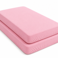 2PC Baby Jersey Organic 100% Cotton Fitted Sheet for Travel Cot Mattress 95x65cm (Pink)