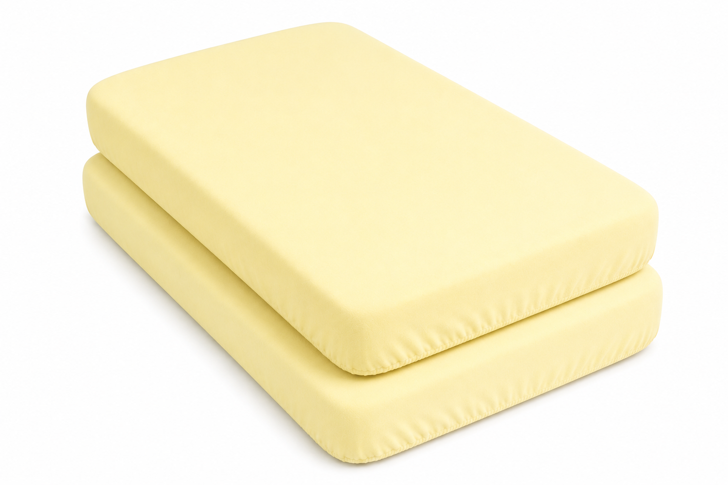 2PC Baby Jersey Organic 100% Cotton Fitted Sheet for Travel Cot Mattress 95x65cm (Yellow)