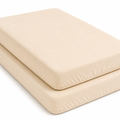 2PC Baby Jersey Organic 100% Cotton Fitted Sheet for Travel Cot Mattress 95x65cm (Beige)