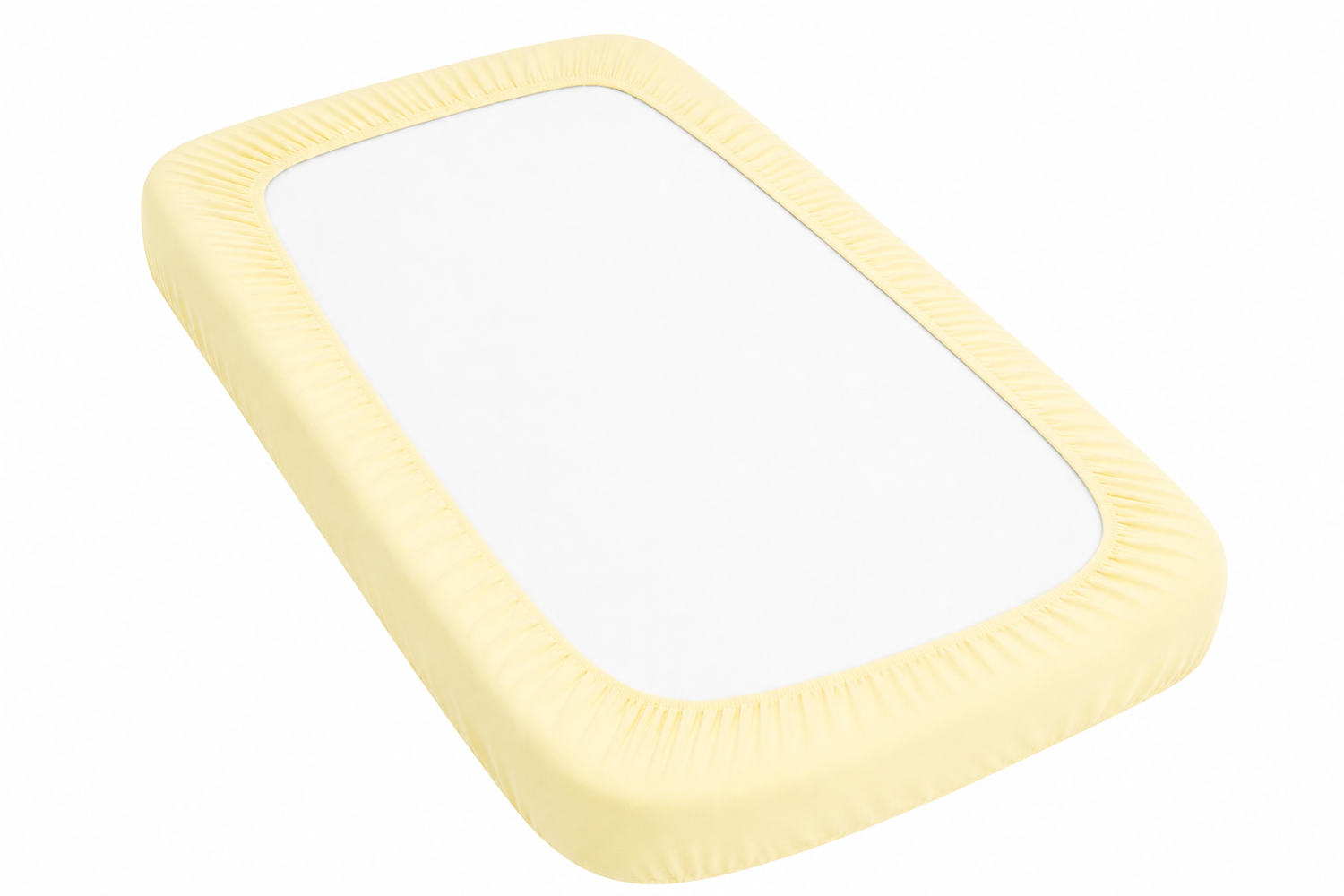 2PC Baby Jersey Organic 100% Cotton Fitted Sheet for Travel Cot Mattress 95x65cm (Yellow)