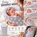 Baby Swaddle Wrap Newborn Bedding Blanket 100% Cotton Sleeping Bag Big White Stars On Grey