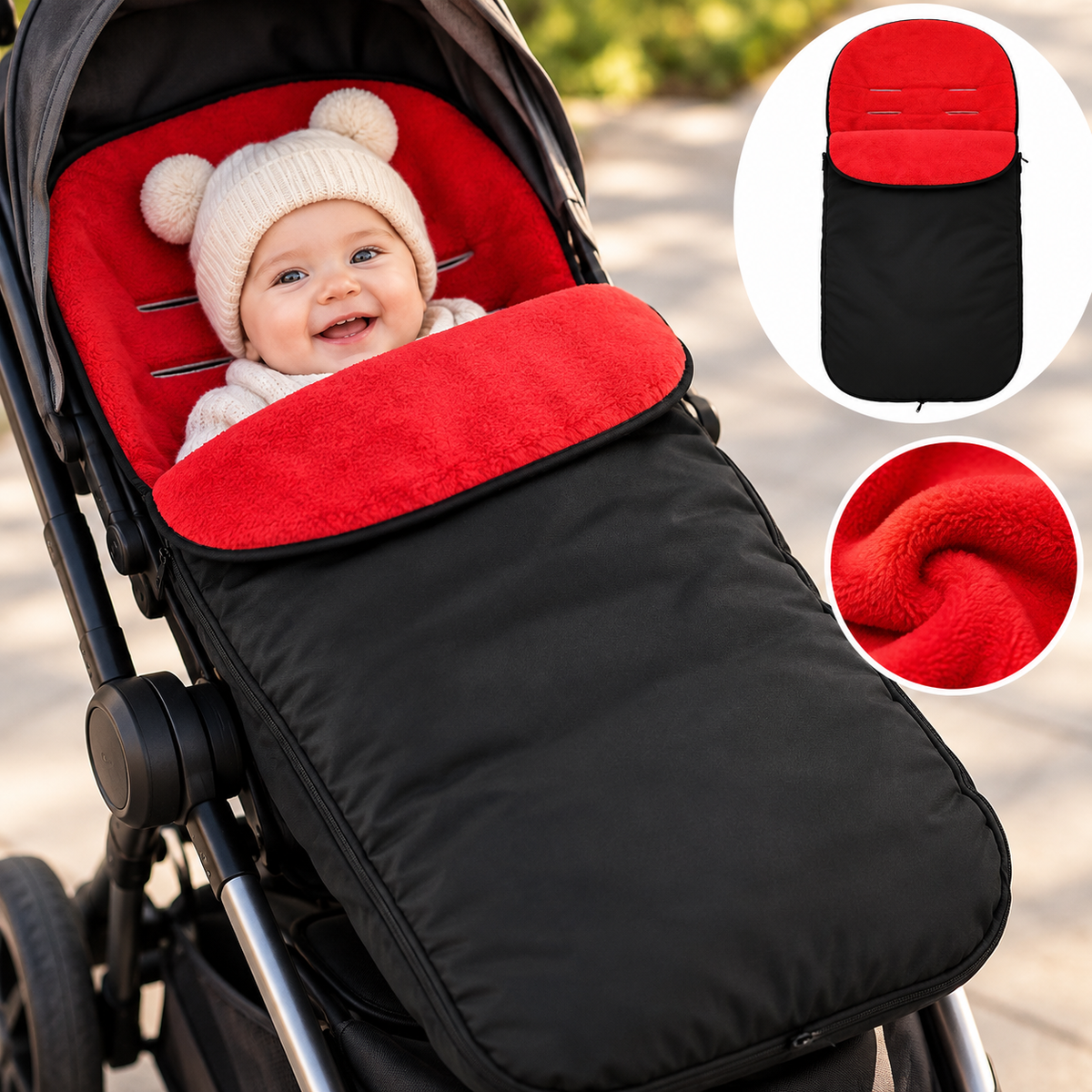 Universal Baby Footmuff for Pushchair & Stroller Warm Fleece Lining, Water-Resistant, 2-in-1 Cosy Toes - MyHappy Baby